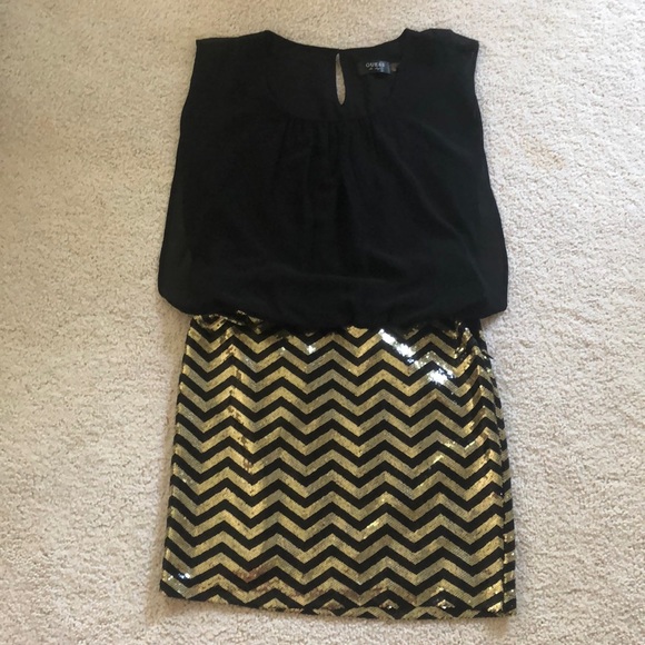 Guess sequin / chiffon blouson mini dress - Picture 2 of 16
